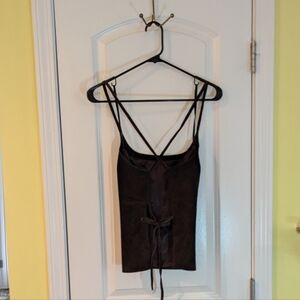 Bebe Chocolate Brown Suede Top